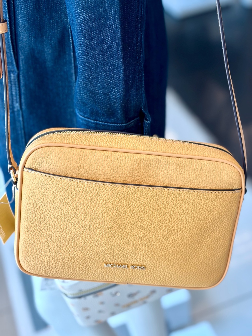 Michael Kors Jet Set Large Pebbled Leather Camera Crossbody Bag